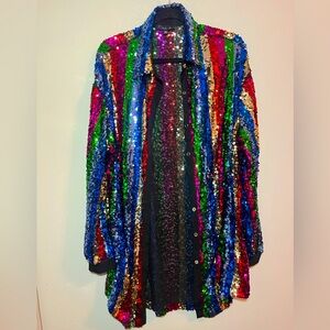 Multicolor Sequin Long Sleeve Dress